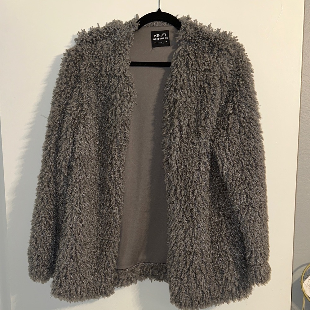 Ashley By 26 International Women's Charcoal Teddy Jacket